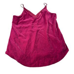 Express Top‎ Camo Velvet Small Adjustable Spaghetti Straps V Neck Lined Maroon